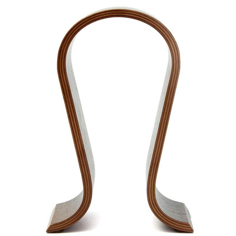 Wooden Headphone Stand U Shape Headphone Holder Classic Walnut Finish Headset Stand Hanger for Home Office Studio Bedroom