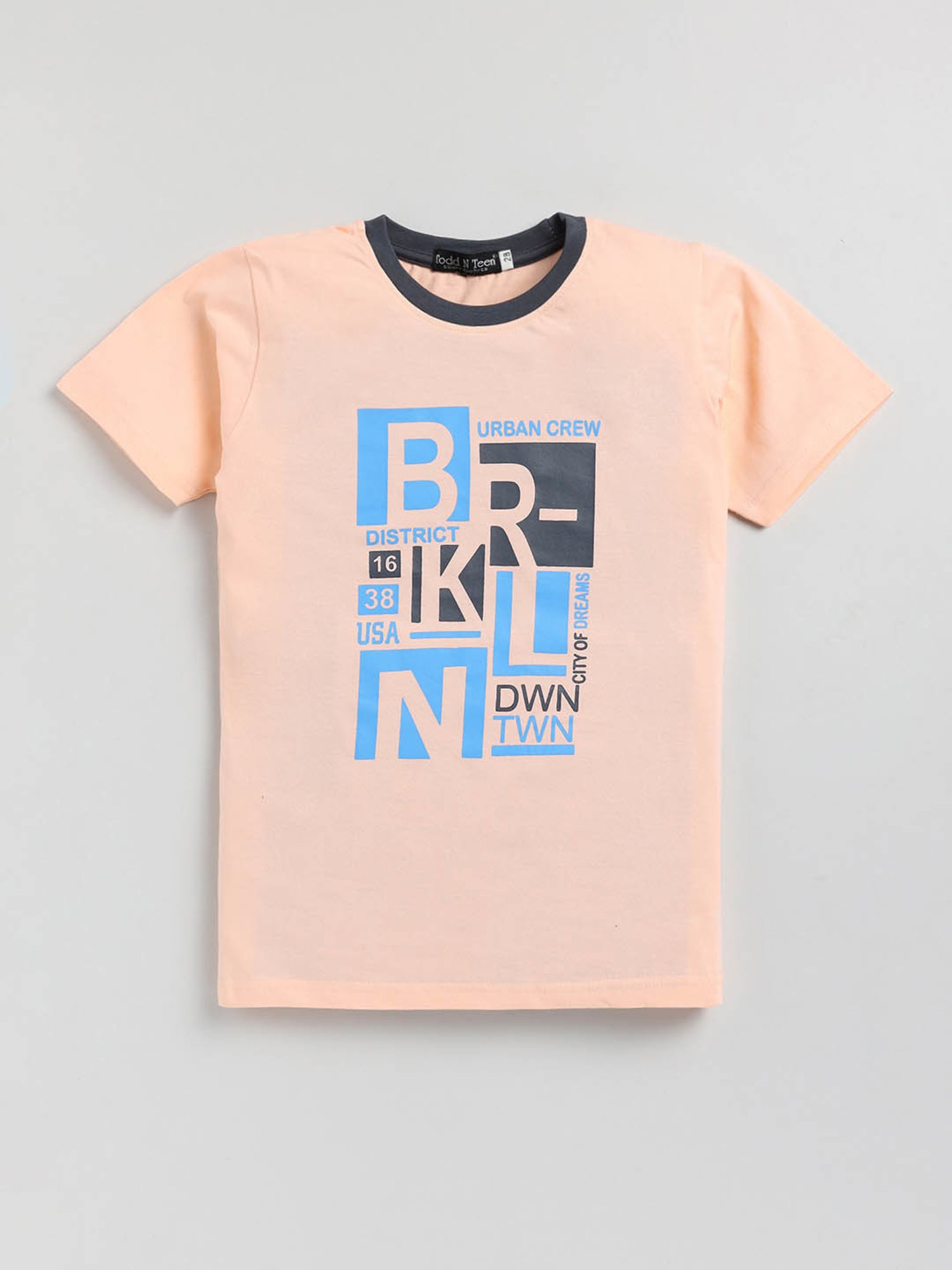 Todd N Teen Kids Peach & Navy Printed T-Shirt with Joggers