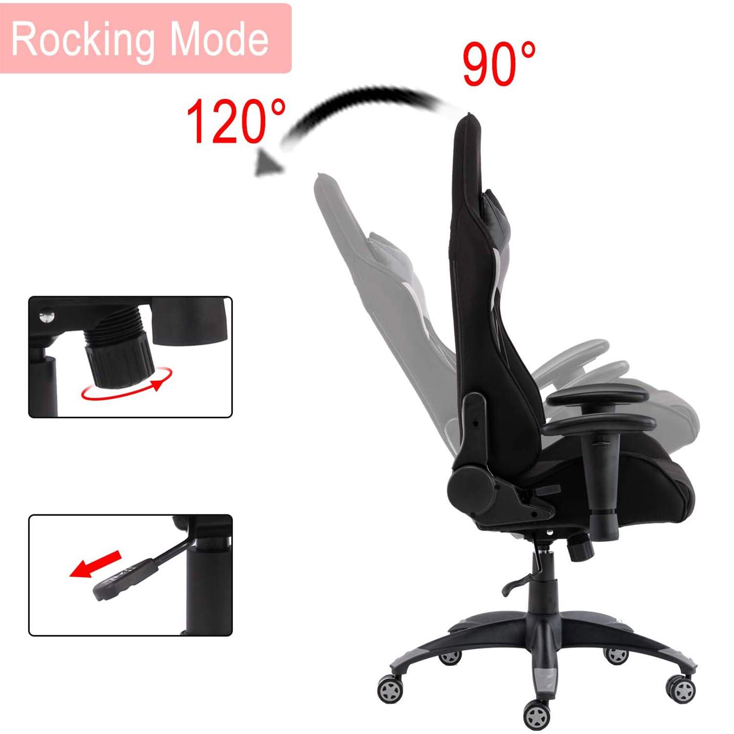 SMUGDESK Gaming Chair Racing Computer Desk Office Chair High Back Game Chair Seat Height Armrest Adjustable Swivel Ergonomic Task Chair with Headrest and Lumbar Support,Grey
