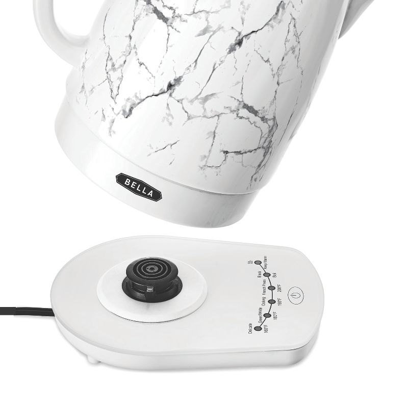 Bella 14762 Stylish 1.8 Liter 1500 Watt Ceramic Cordless Electric Kettle with Innovative 360 Degree Technology, White Marble