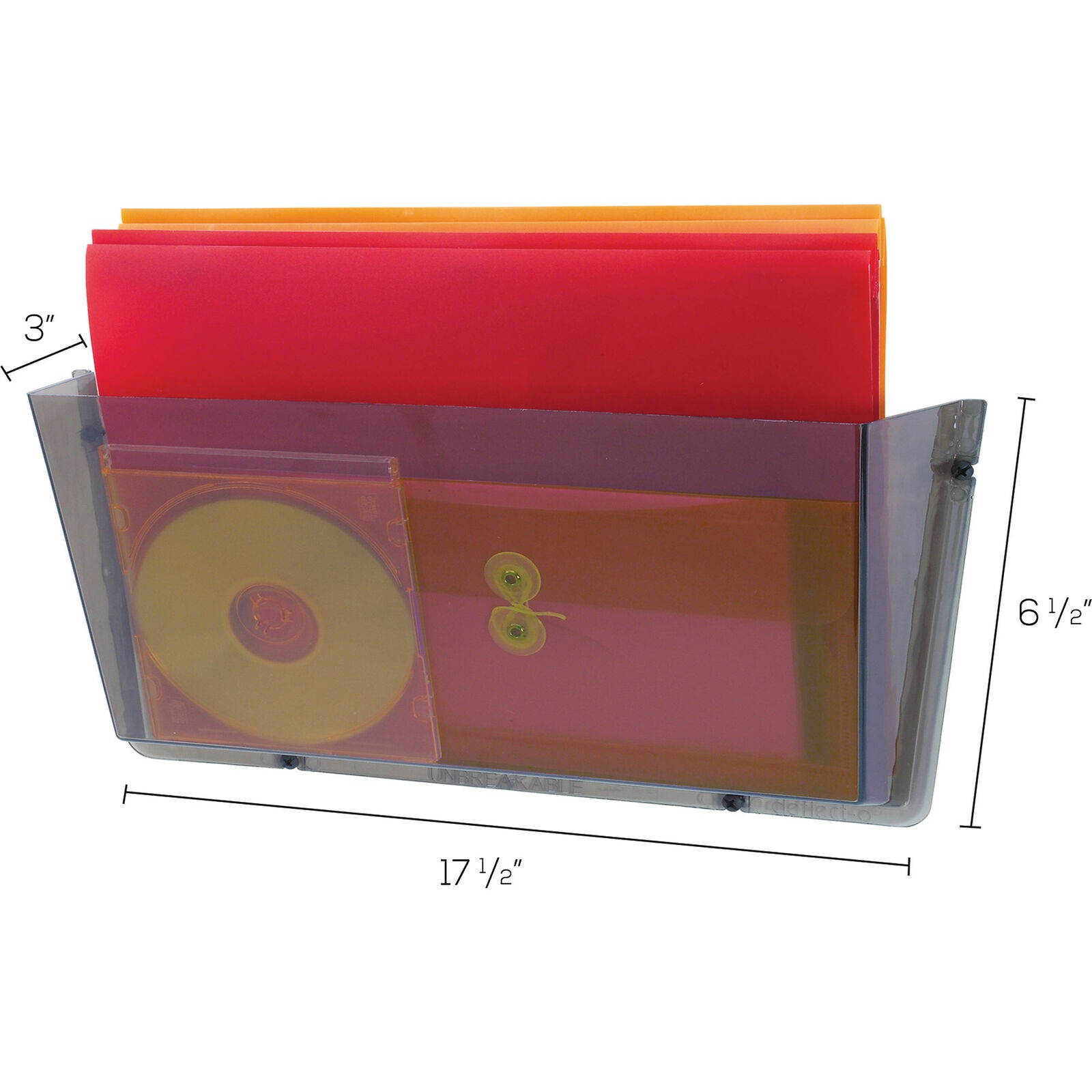 Deflect-o Unbreakable Wall Pocket - 6.5" Height X 17.5" Width X 3" Depth - 1