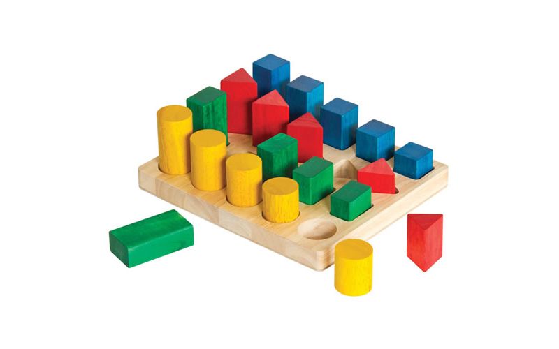 Guidecraft Wooden Colorful Shapes and Sizes Geo Forms
