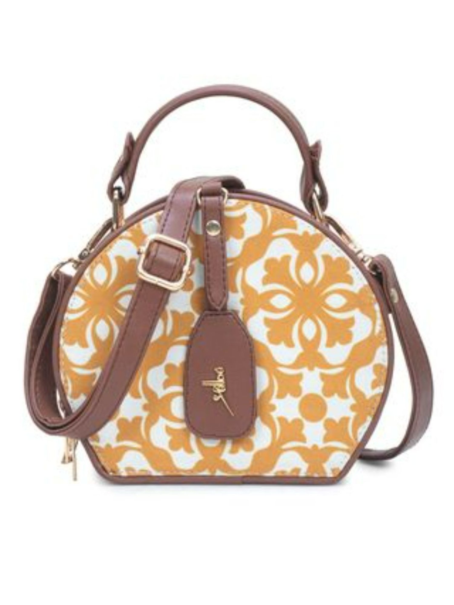 Yelloe Yellow Printed Medium Cross Body Bag