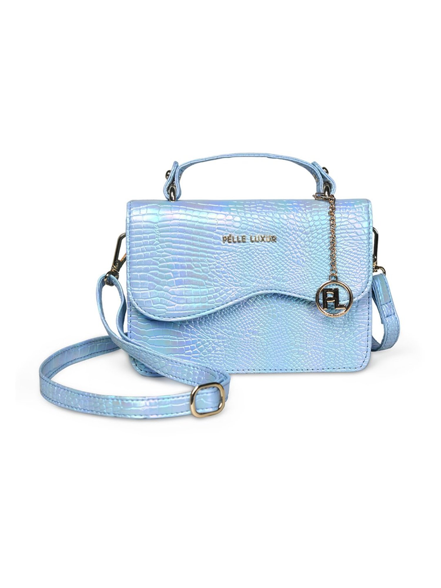 PELLE LUXUR Light Blue Animal Effect Small Cross Body Bag