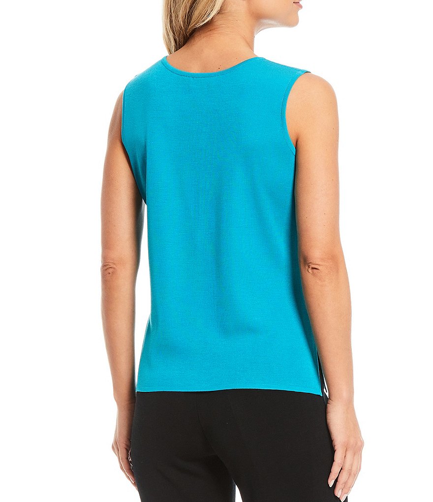 Ming Wang Sleeveless Scoop Neck Side Slit Tank