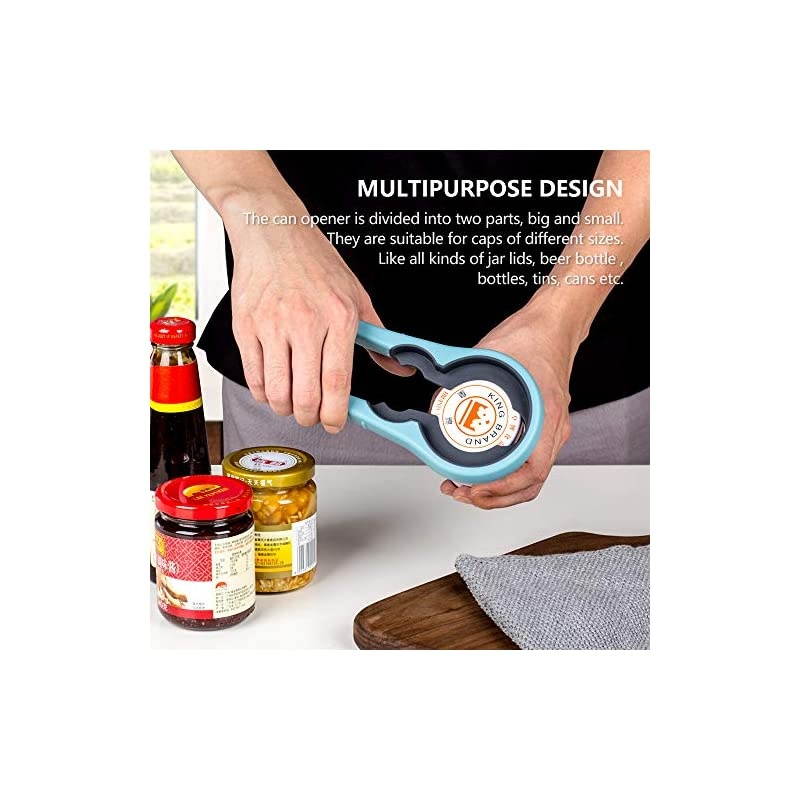 Rubber Jar Opener for Weak Hands or Seniors with Arthritis- 4 in 1 Can Opener Bottle Opener with Easy Grip & Non-Slip Handle for Arthritic Hands - Kitchen Cooking Gadgets (Blue,1 Pack)
