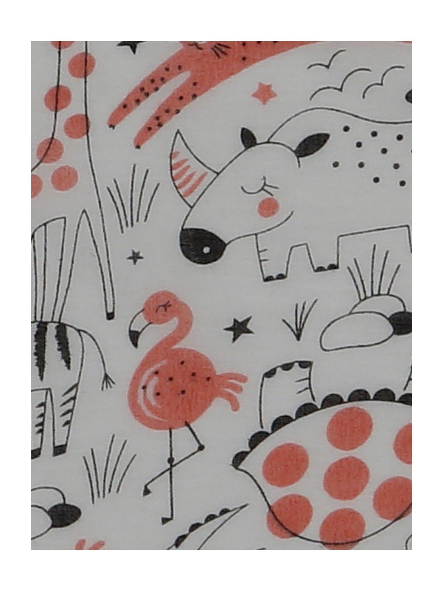 Pranava Kids White & Coral Cotton Printed Bath Towel