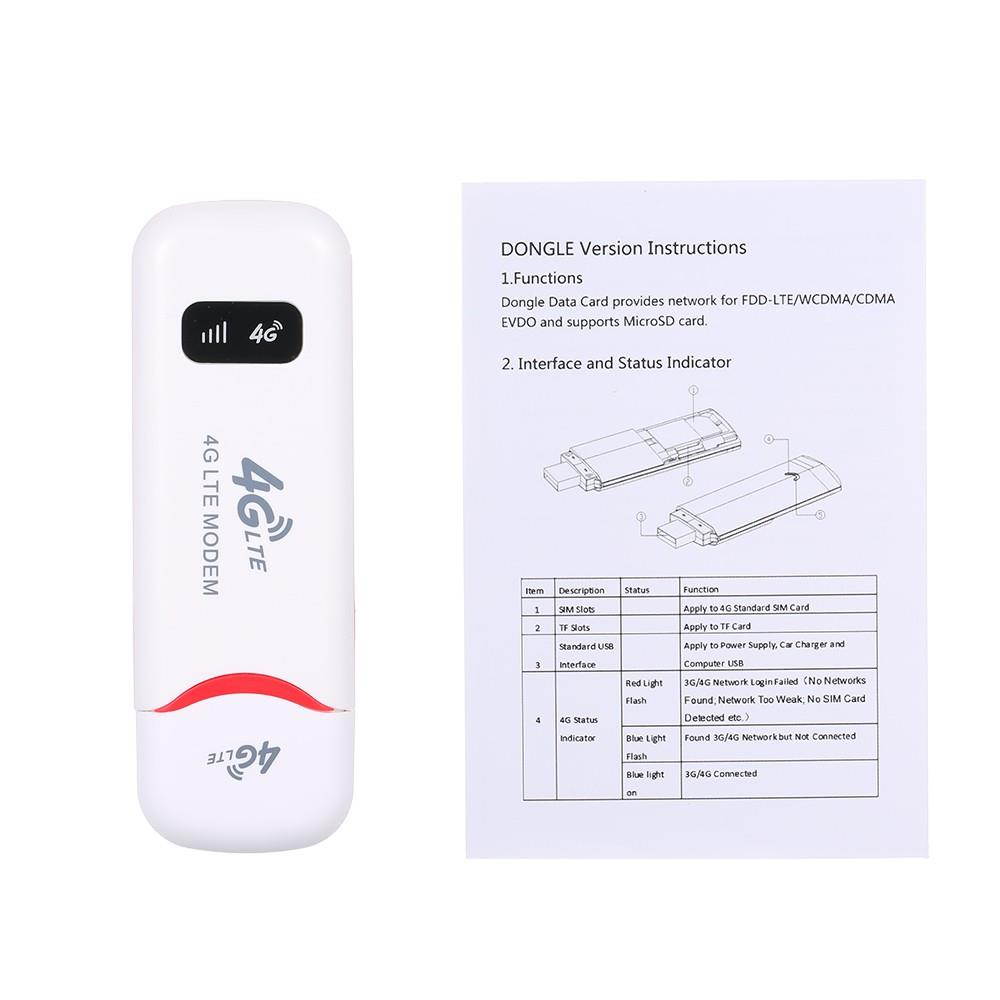 4G Portable Mini Wifi Router Usb Modem 100Mbps LTE FDD With SIM Card Slot(White)