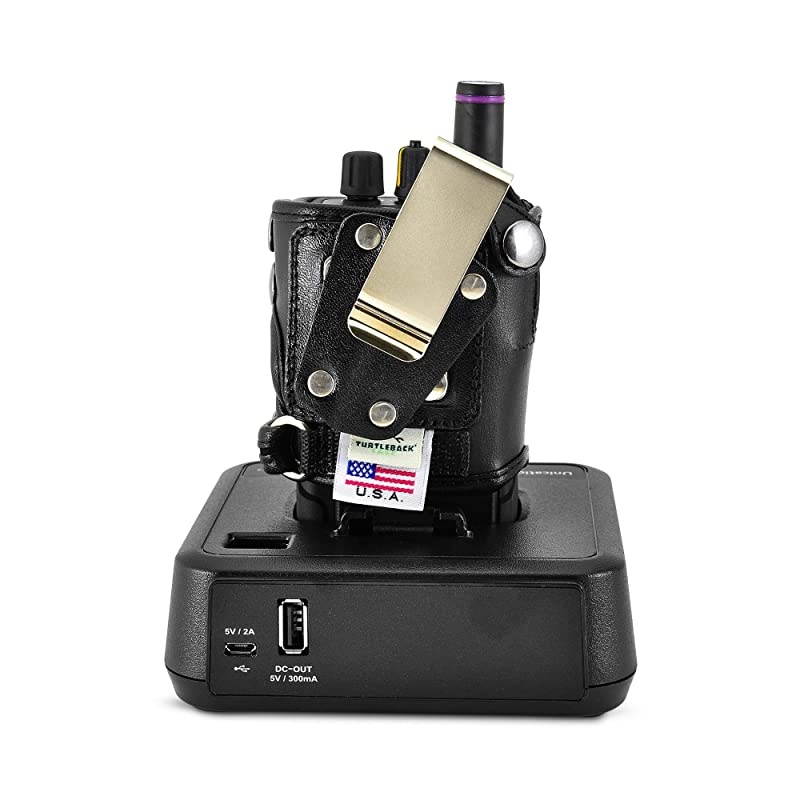 Case Made for Unication G4 G5 Voice Pager Fire Radio Phone Black Leather Fitted Case with Heavy Duty Metal Ratcheting Removable Belt Clip