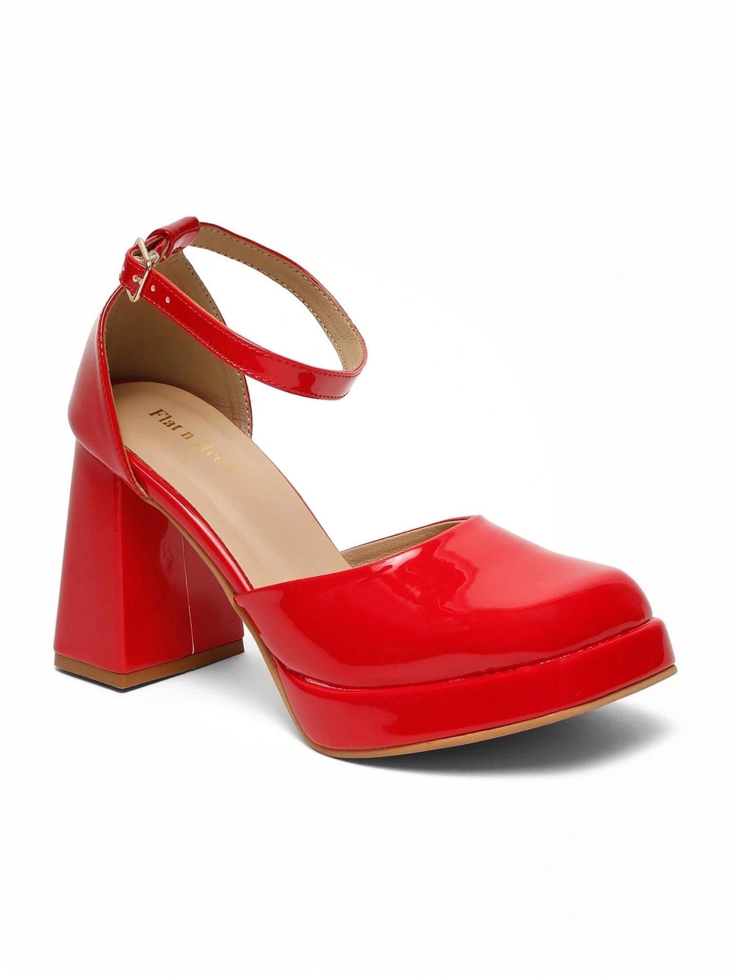Flat N Heels Women's Red Ankle Strap Sandals