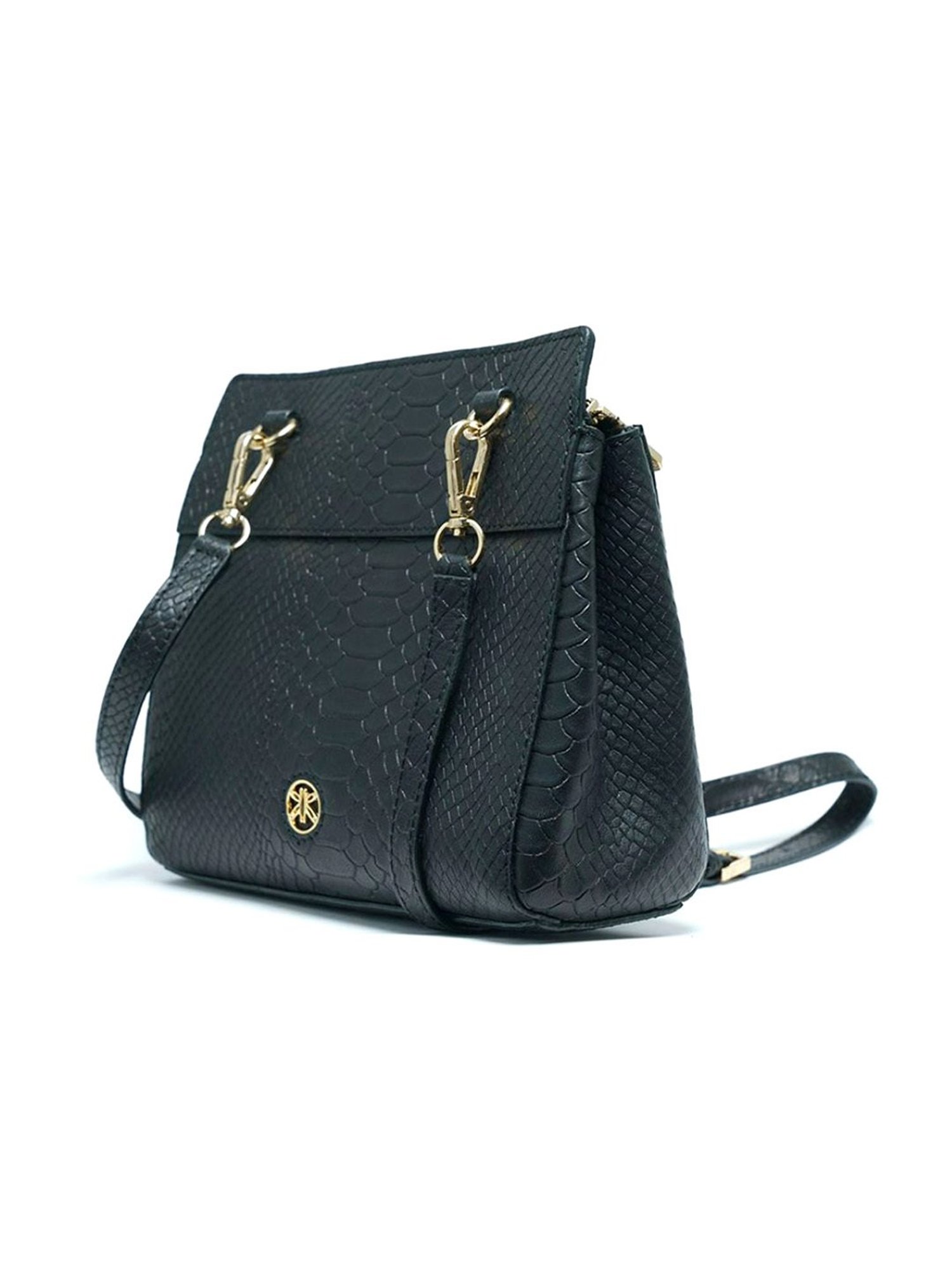 RI2K London Black Leather Medium Animal Effect Cross Body Bag