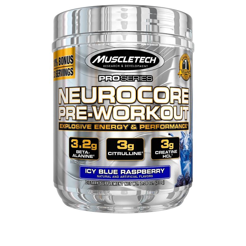 Muscletech Neurocore Pre Workout Powder with Creatine - Icy Blue Raspberry - 7.39oz