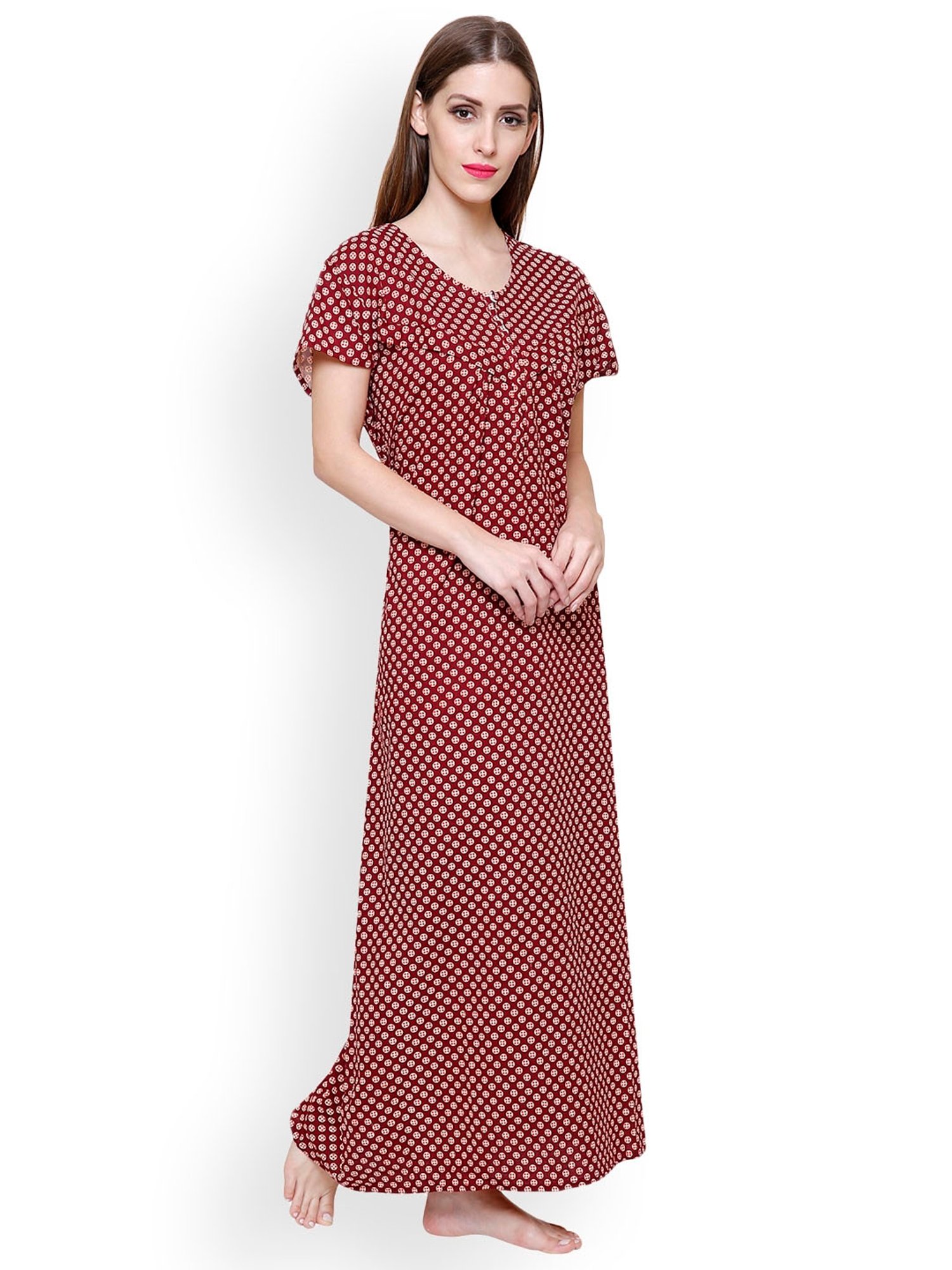 Secret Wish Maroon Printed Nighty