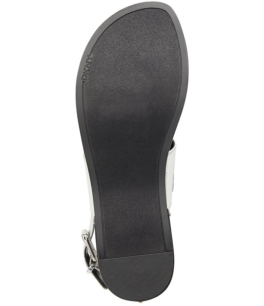DKNY Amber Signature Metallic Logo Slingback Thong Sandals