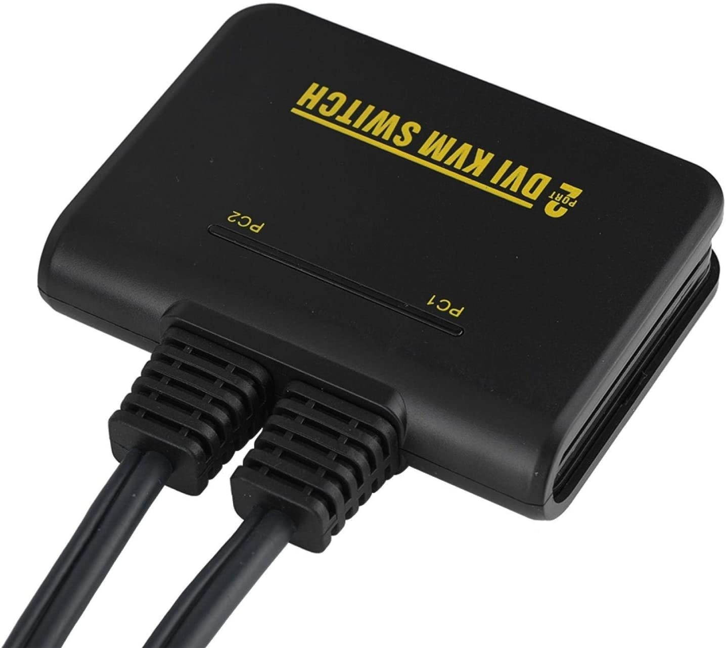 Mothinessto DVI KVM Switch 2 Port DVI Switch USB DVI Switch DVI Switcher Plug and Play for Schools for Offices