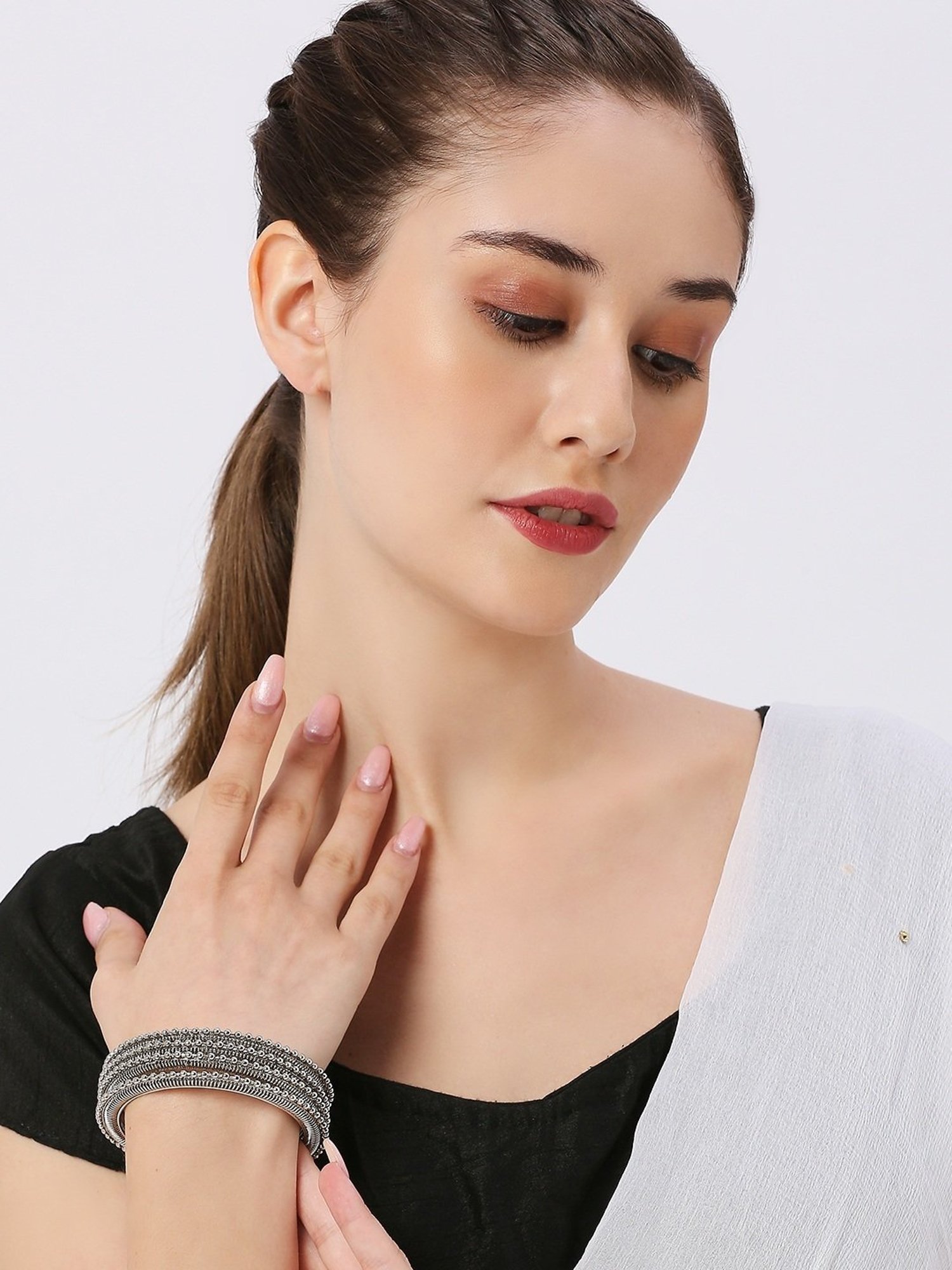 Oomph Jewellery Oxidised Silver Bangles - Set of 4