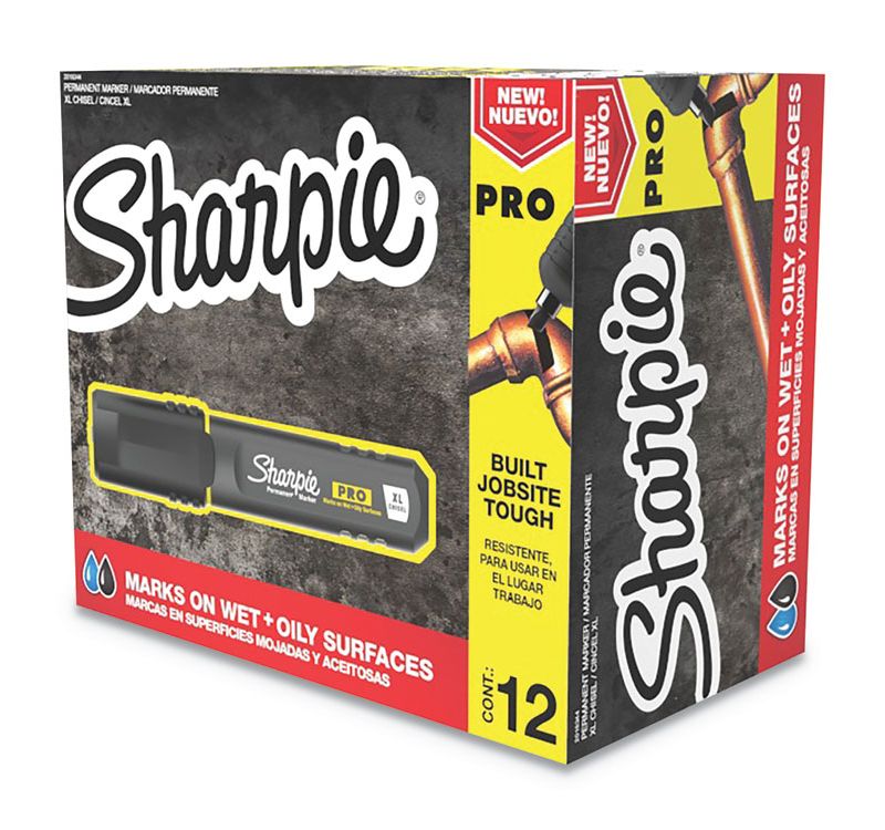 Sharpie(R) Pro Permanent Marker, Broad XL Chisel Tip, Black, Dozen 2018344