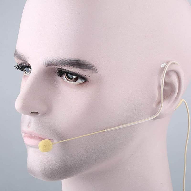 Pro Earset Microphone Headset Headworn Microphone Over Ear Condenser Mic for AKG Wireless System Bodypack Transmitter, Ideal for Singing, Presentation, Churches, Lectures &ndash; Beige