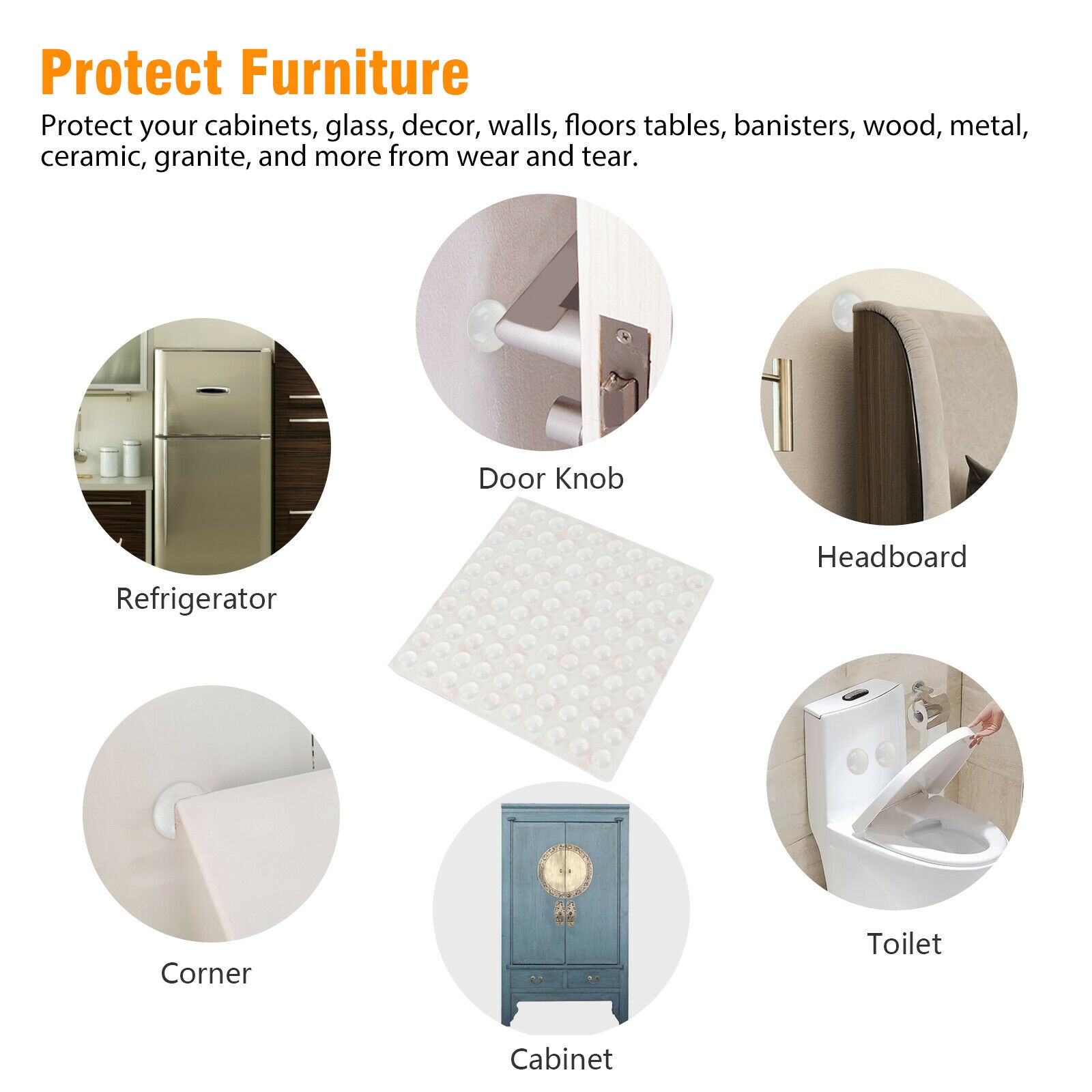 100Pcs Self Adhesive Hemispherical Bumpers Clear Silicone Rubber for Furniture