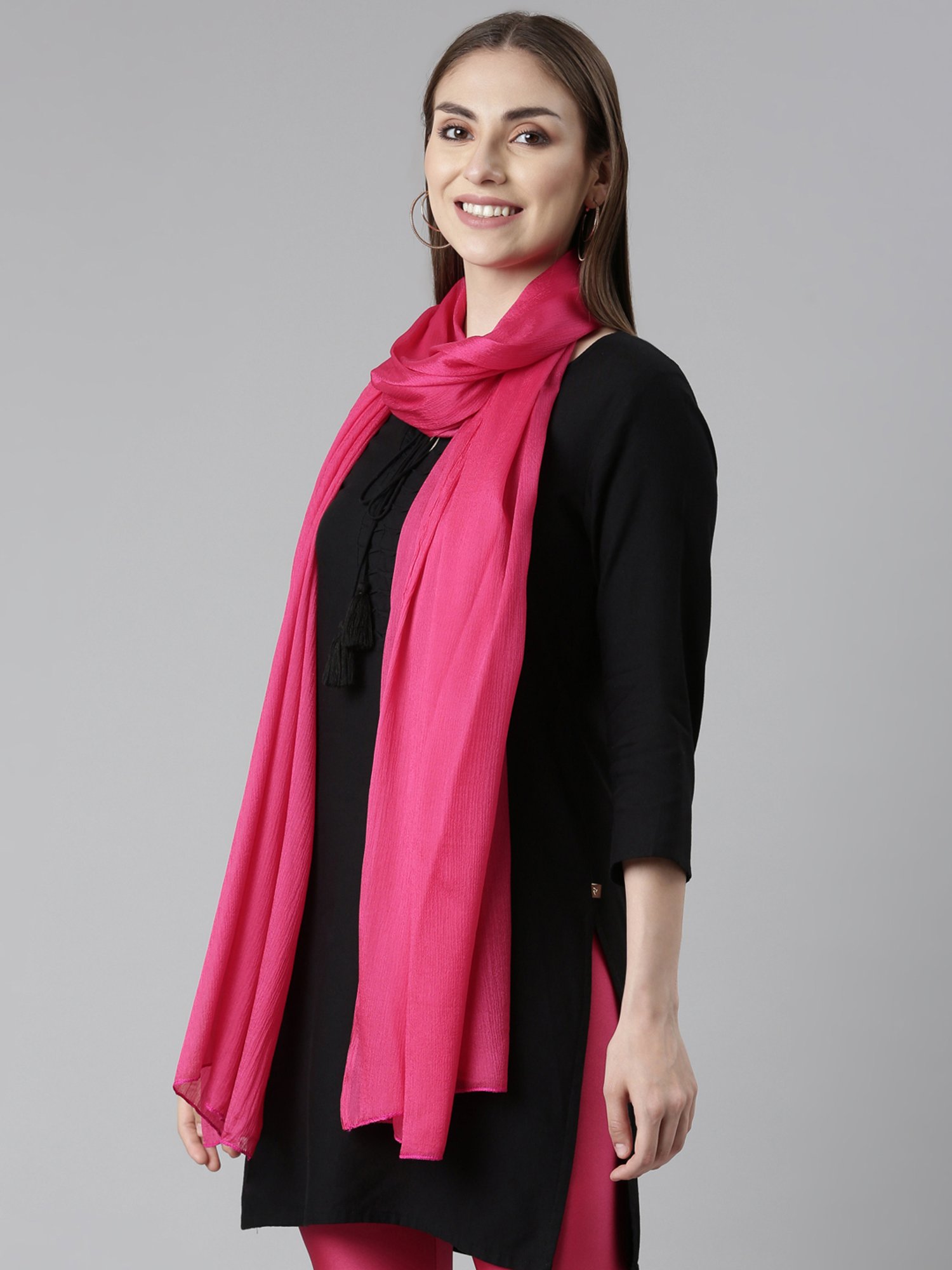 TWIN BIRDS Gold & Pink Dupatta - Pack of 2