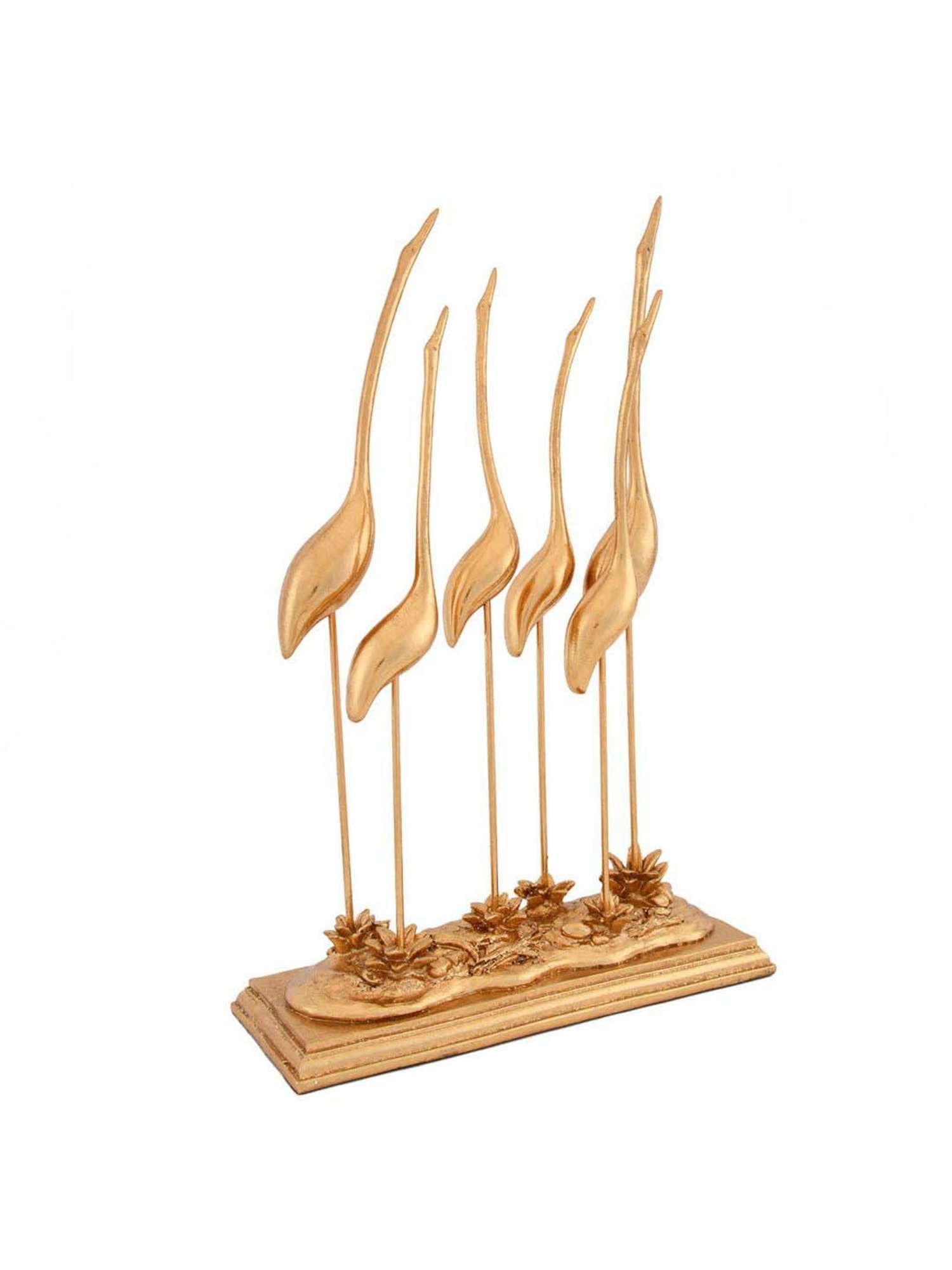 @home Gold Resin Six Cranes Decorative Showpiece