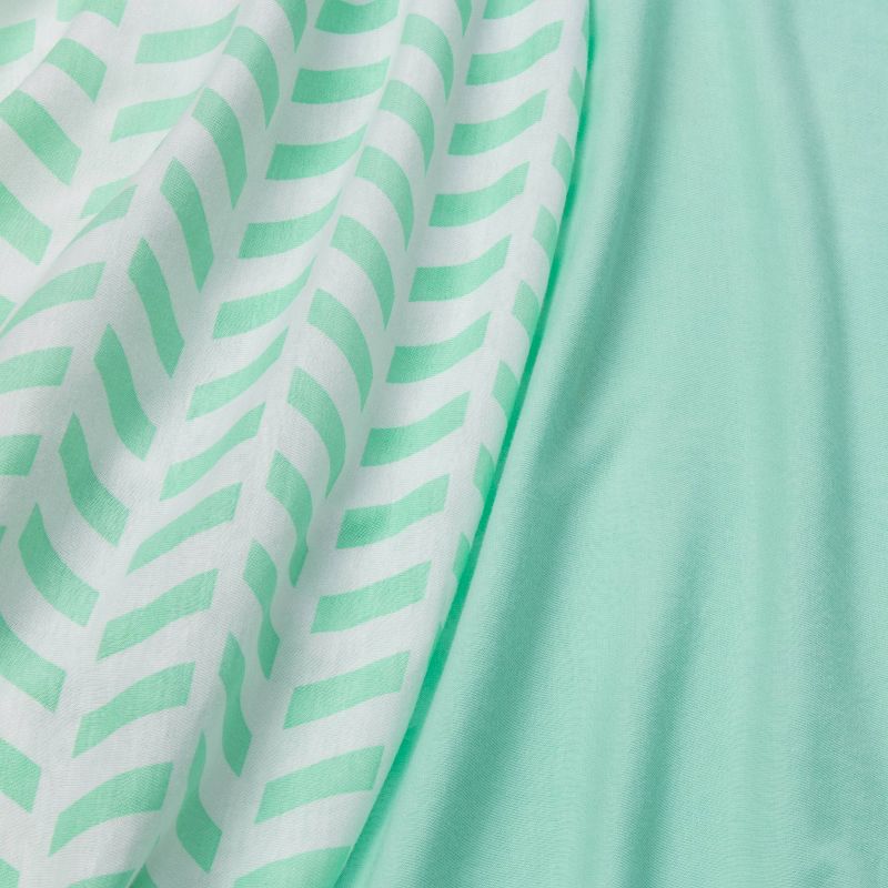 Fitted Playyard Jersey Sheet Chevron and Solid Mint - Cloud Island™ Mint 2pk