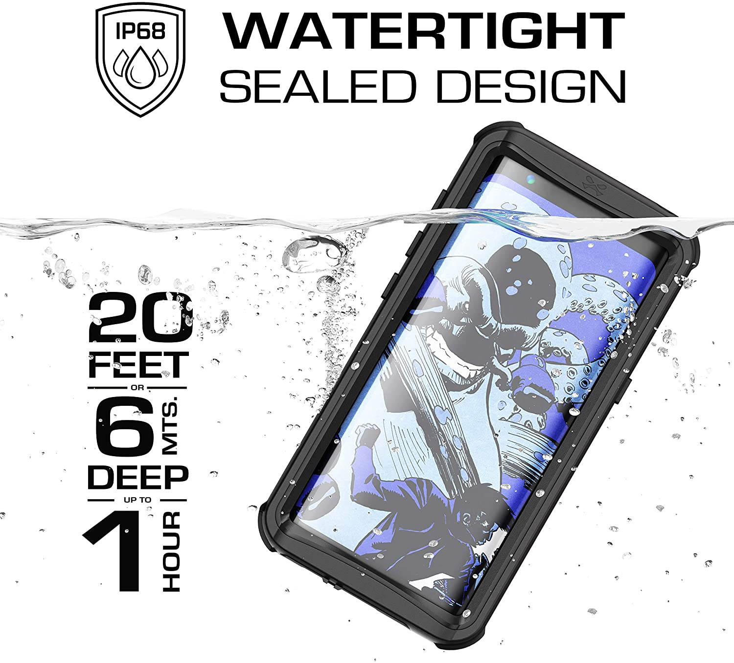 Ghostek Nautical Galaxy S8 Plus Waterproof Case with Screen Protector Extreme Rugged Heavy Duty Protection Full Body Sealed Shell Underwater Shockproof for 2017 Galaxy S8 Plus (6.2 Inch) - (Black)