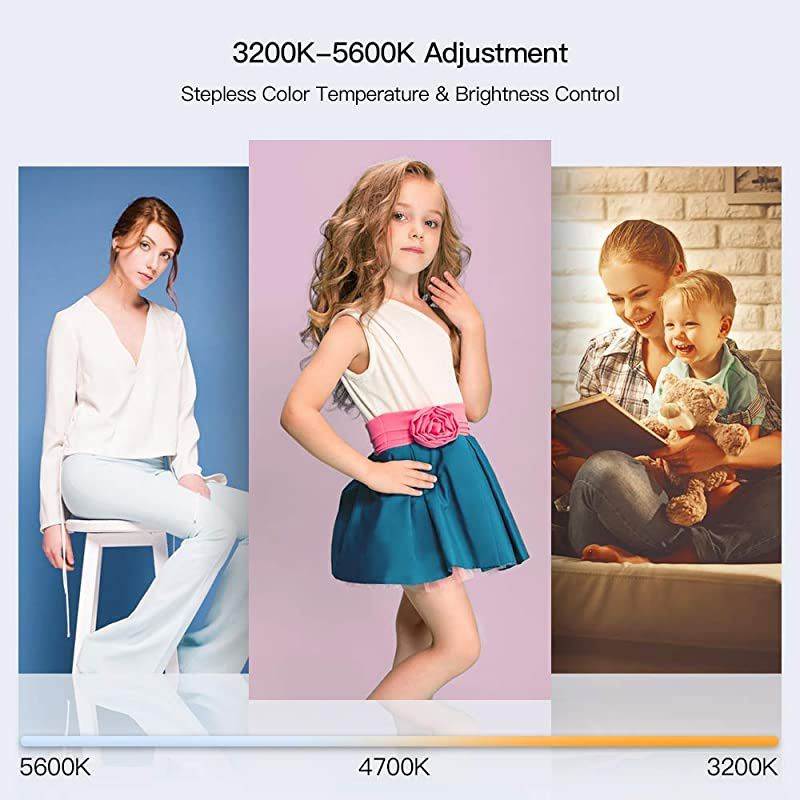 Led Video Light, Built-in Rechargeable Battery on Camera Light, 3200K-5600K Bi-Color Dimmable, CRI95+, with Hot Shoe Ball Mount, USB Cable Video Lighting for YouTube, Children,Wedding Shooting