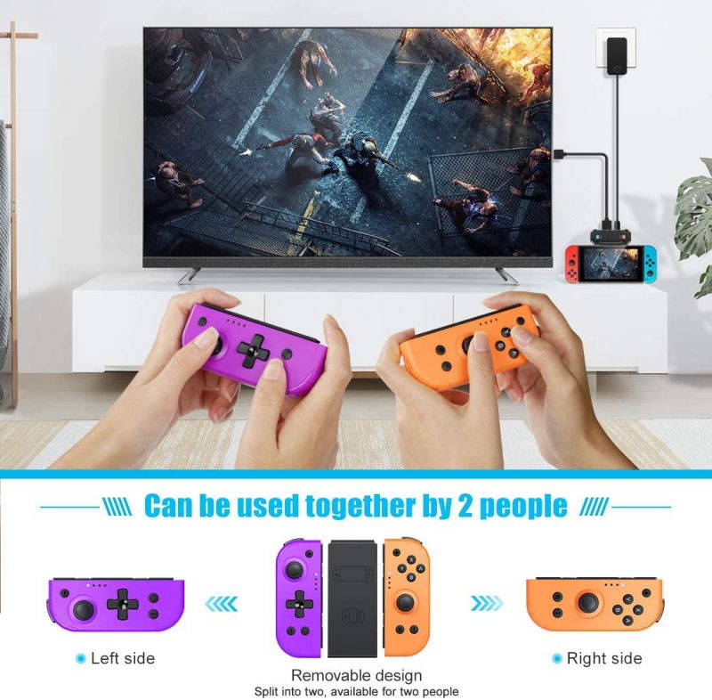 Switch controller for Nintendo Switch, Switch Extra Controllers to Replace Joy Con Controller, Wake Up Function, dual vibration, 6-axis gyroscope (T22-purple/orange)