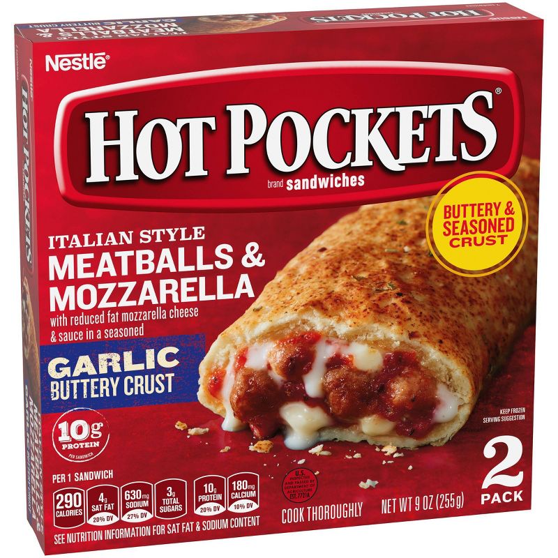 Hot Pockets Garlic Buttery Crust Frozen Italian Meatballs & Mozzarella - 9oz/2ct