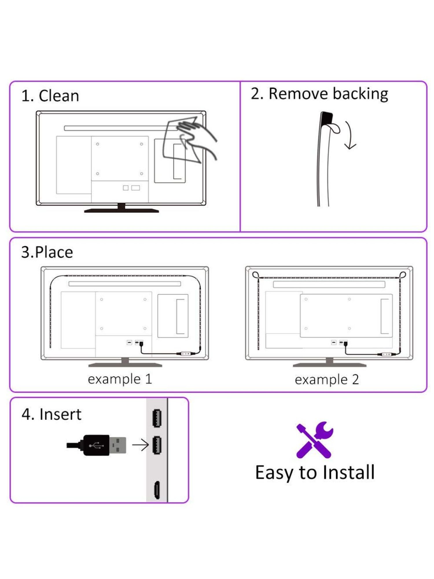 XERGY USB 5V 5050 RGB LED Flexible Strip Light Multi-Color Lighting Kit, (3 Meter for 40-49" TV s)
