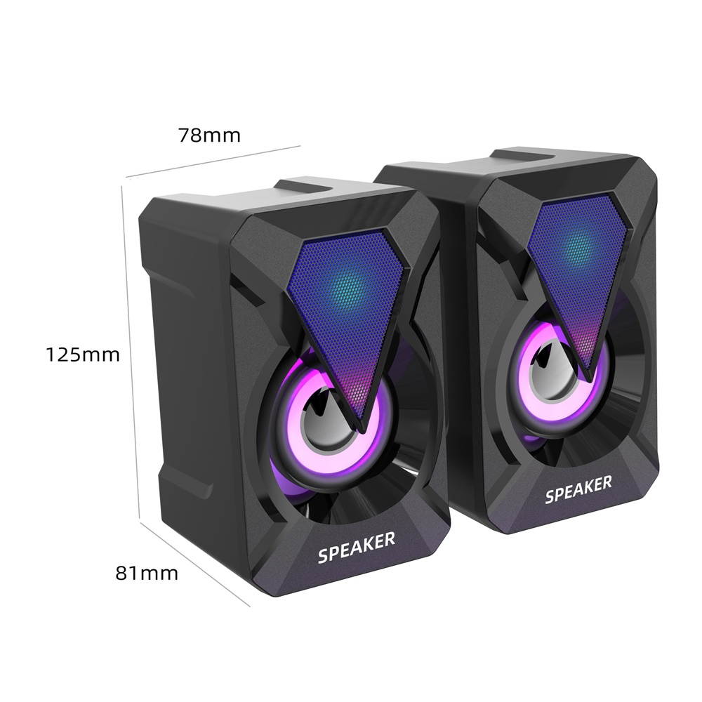 USB Wired Desktop Computer Laptop Speaker with RGB Light Effect 3.5mm AUX Interface Compatible with PC Laptop Cellphone Tablet