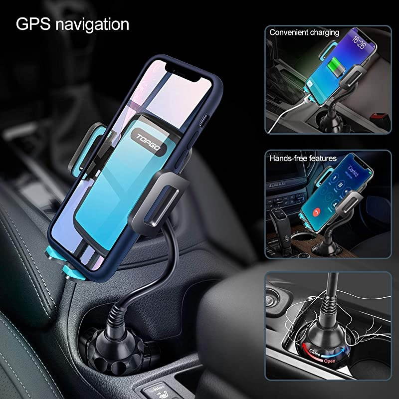 Car Cup Holder Phone Mount Adjustable Gooseneck Automobile CupHolderPhoneCarMount for iPhone 11 ProXRXS MaxX87 Plus6sSamsung S10+Note 9S8 PlusS7 EdgeBlue