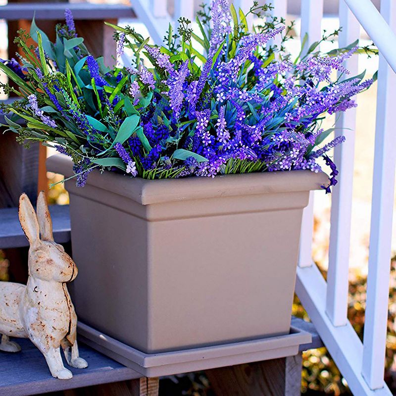 HC Companies ROS15500A34 15.5-Inch Outdoor Square Accent Planter for Flowers, Vegetables, and Succulents, Sandstone Tan