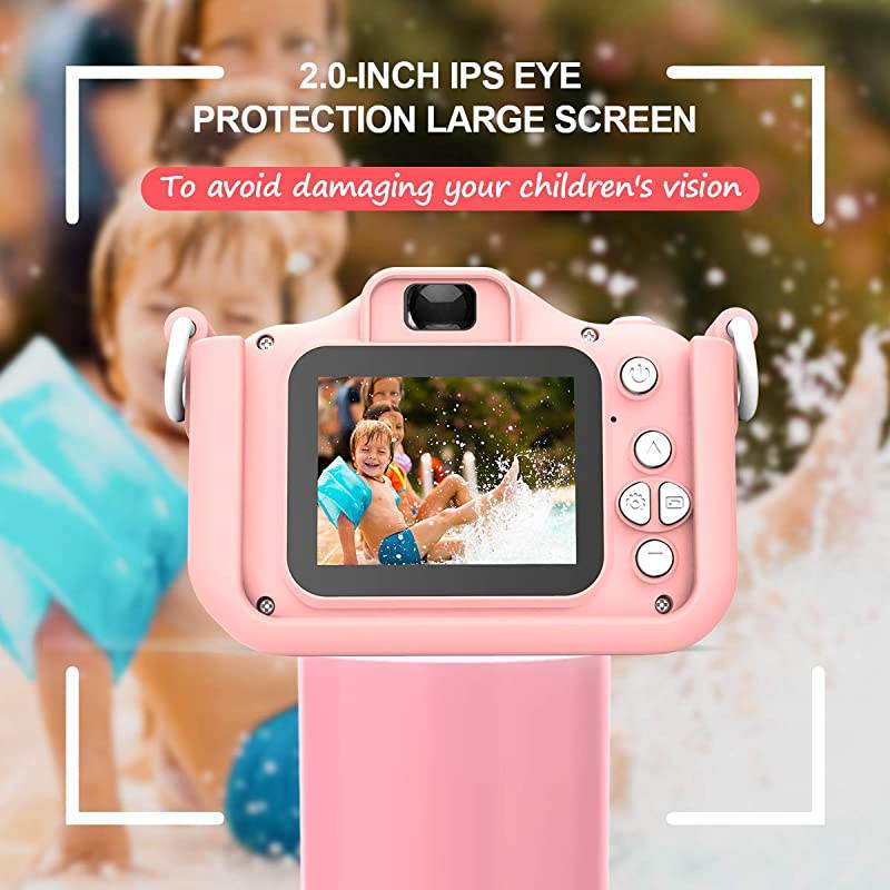 Camera for Girls Digital Dual Camera 20 Inches Screen 1080P Video Camcorder AntiDrop Children Selfie Cartoon Camera for Age 312 Years 32GB Memory Card Included