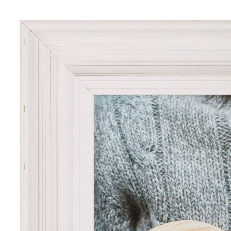 4pc (5" x 7") Farmhouse Tabletop or Wall Mount Picture Frames Distressed White - Life Moments