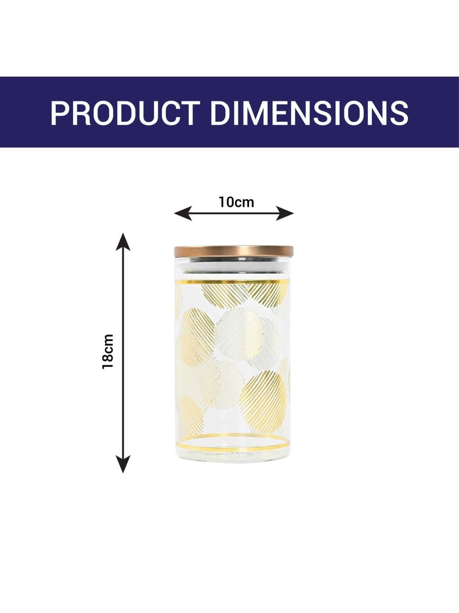 Femora Golden Borosilicate Glass Kitchen Storage Jar With Airtight Steel Lid (1.1 L) - Set of 2