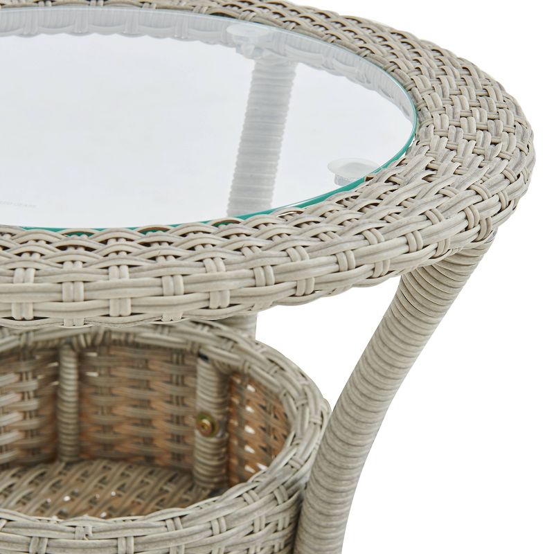 All-Weather Wicker Haven Outdoor Accent Table with Storage Beige - Alaterre Furniture