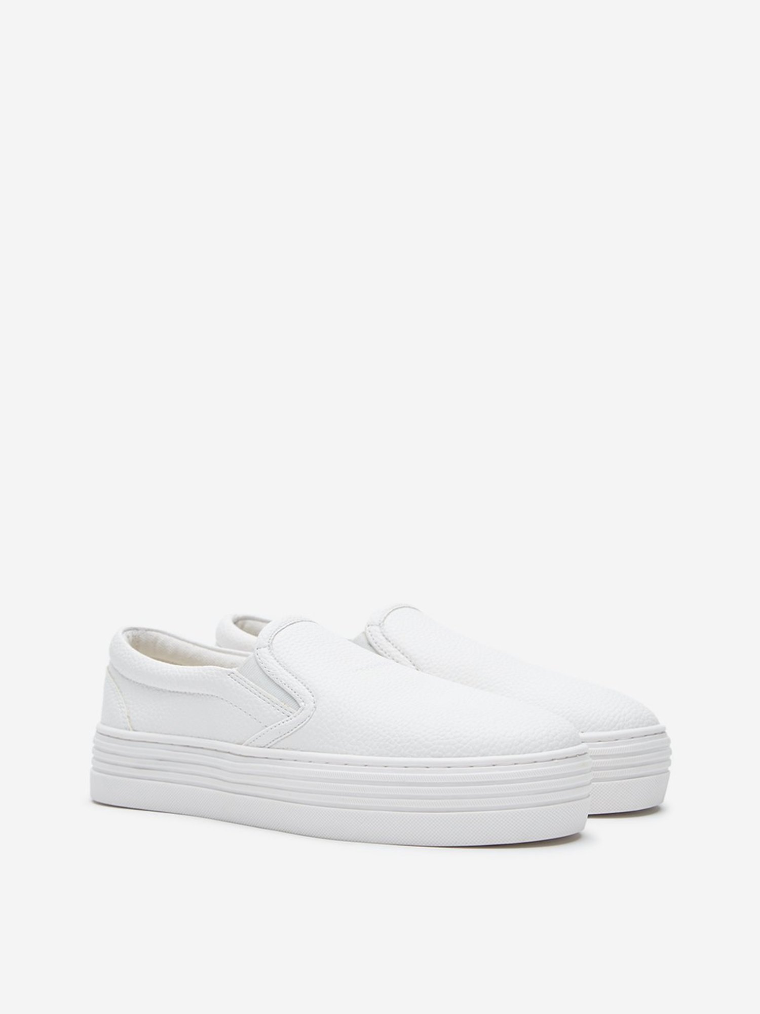 LUNA BLU by Westside White Textured Slip-On Shoes