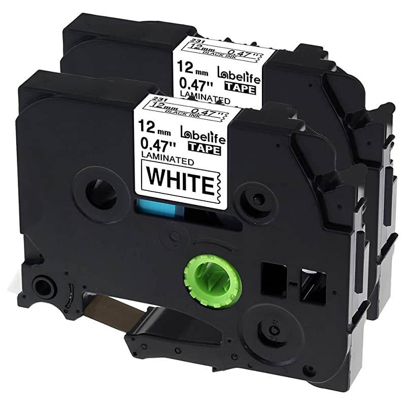 Compatible Label Tape Replacement for Brother TZ Tape 12mm 047 Laminated Black on White TZe231 TZe 231 Compatible with Ptouch PTD210 PTH100 PTD400AD PTP1280 PTD600 262 ft 8m 2 Pack