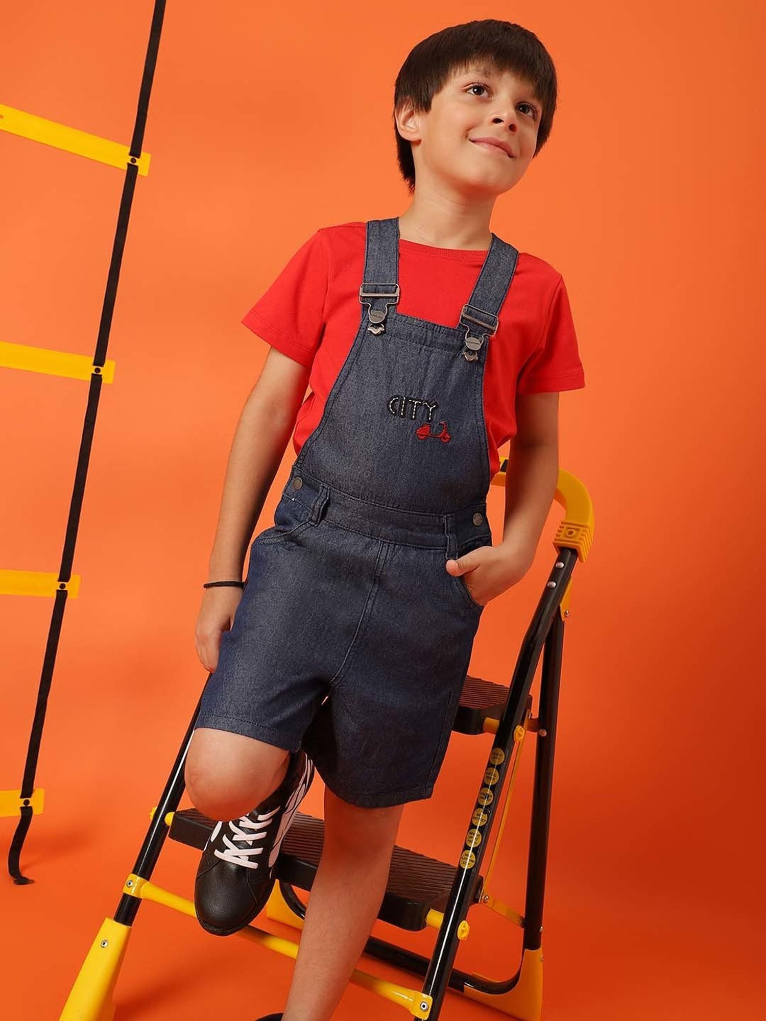 Kiddopanti Kids Blue Solid Dungaree