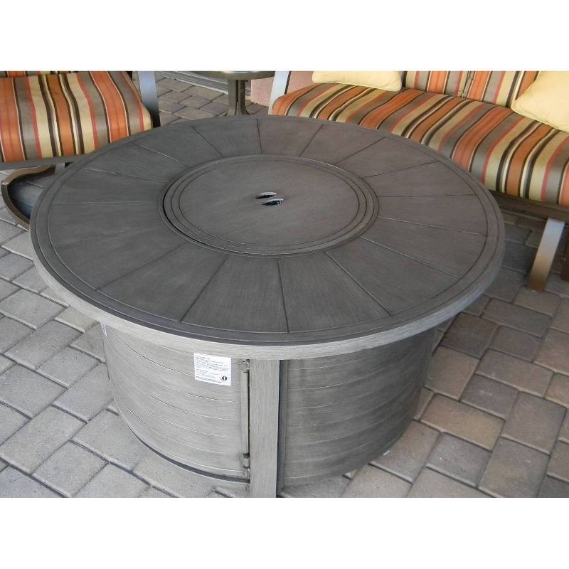 Cast Aluminum Round Fire Pit Brushed Wood Finish - AZ Patio Heaters