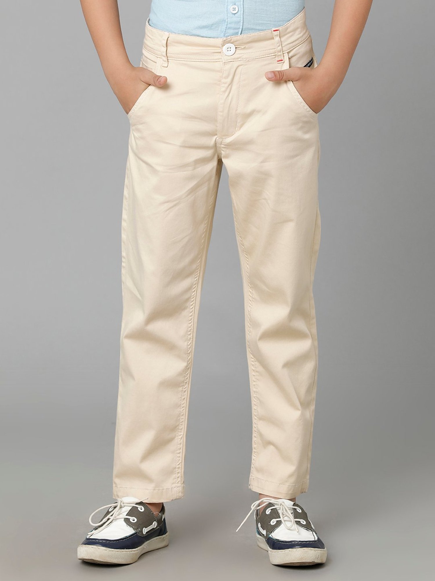 Under Fourteen Only Boys Beige Solid Trousers