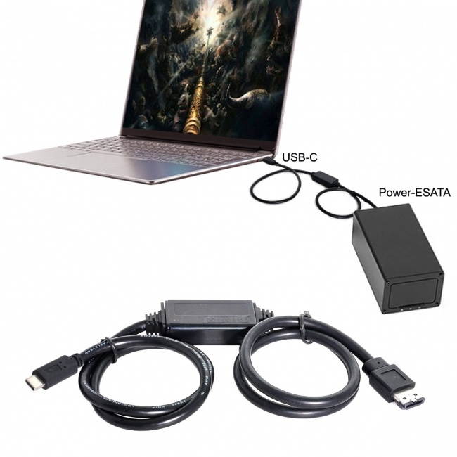Chenyang USB-C Type-C to Power Over eSATA DC5V Adapter USB3.0 to HDD/SSD/ODD eSATAp Converter