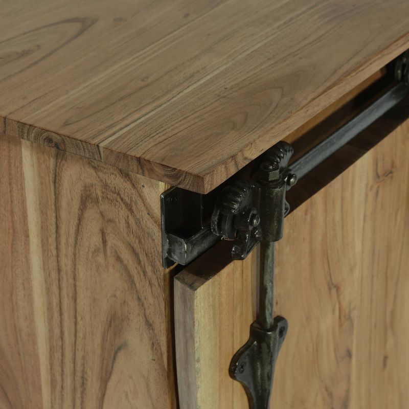 Laymon Modern Industrial Handcrafted Acacia Wood Live Edge Sideboard with Sliding Door Natural/Black - Christopher Knight Home