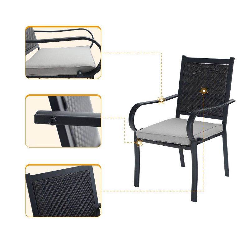 Rattan/Steel Patio Dining Arm Chairs with Cushions - Captiva Designs