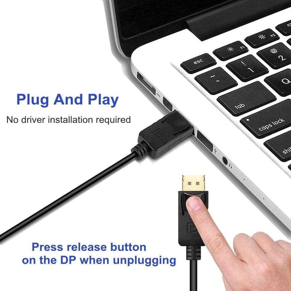 Display Port to VGA Cable Adapterfuupnn Gold Plated DisplayPort DP to VGA 1080P Converter Male to Female Connector Compatible for ComputerDesktopLaptop PC Monitor Projector HDTV