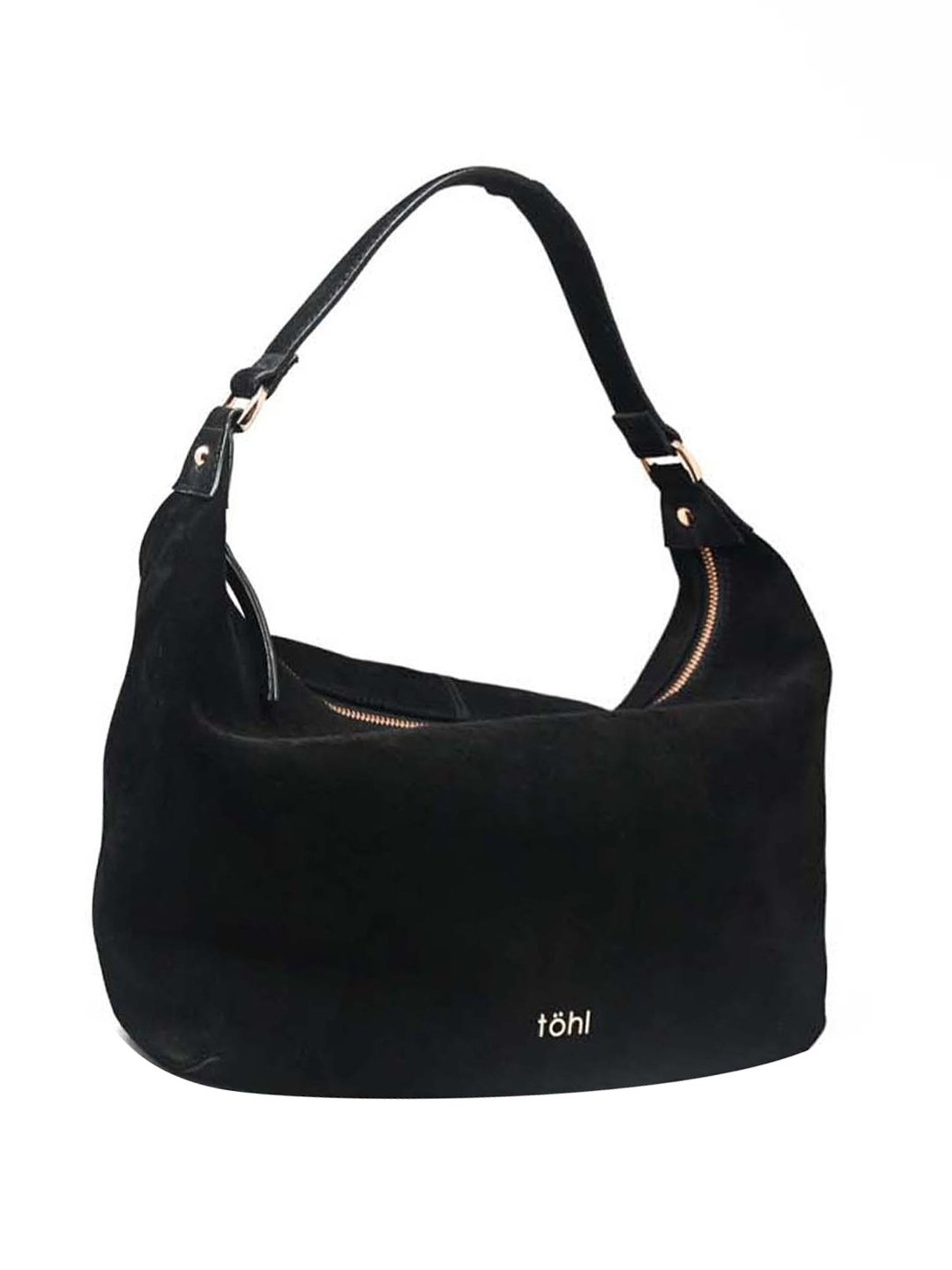 Tohl Black Solid Large Hobo Handbag