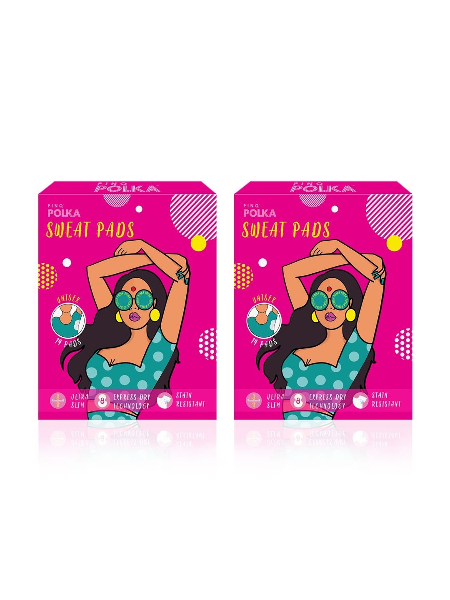 PINQ Polka Organic Cotton Ultra Disposable Underarm Sweat Pads Unisex-Combo of 2-Pack of 28