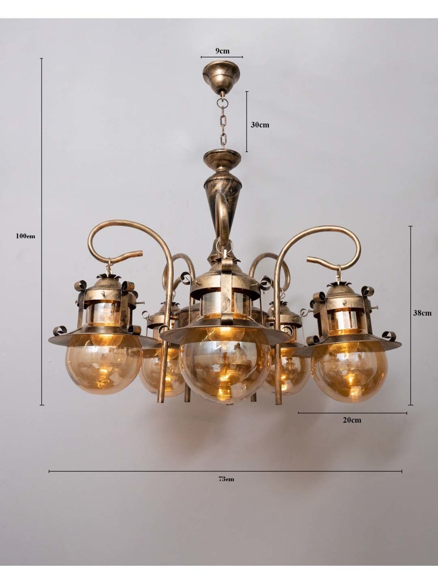 Fos Lighting Antique Brass Finish Allure 5 Light Chandelier - Set of 1